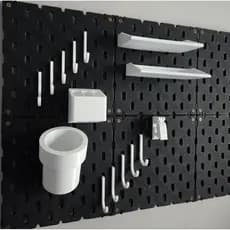 Painel Organizador Pegboard + 15 Acessórios Diversos | Padrão Skadis IKEA - Escolha Tamanho e Cores.