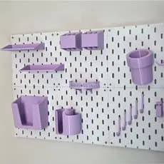 Acessórios para Pegboard SKADIS | Gancho Gaveta Prateleira Porta Canetas Sacada | Rosa Branco Preto 3D