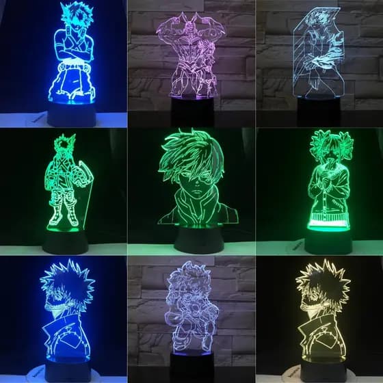 Anime Meu Herói Academia Shoto Todoroki Rosto Projeto Led Night Light Lamp Para é Crianças Meninos Da Criança Quarto Decoração Mesa De Acrílico Lâmpada De Presente Luminária acrílico led 3d abajur
