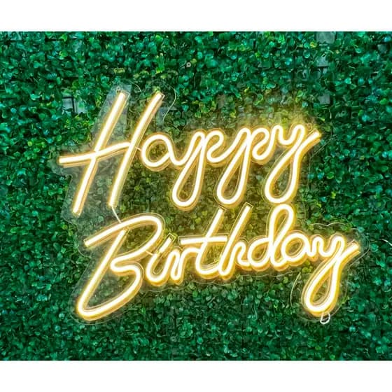 Placa Neon Led Happy Birthday Feliz Aniversário + Fonte Bivolt - PRONTA ENTREGA
