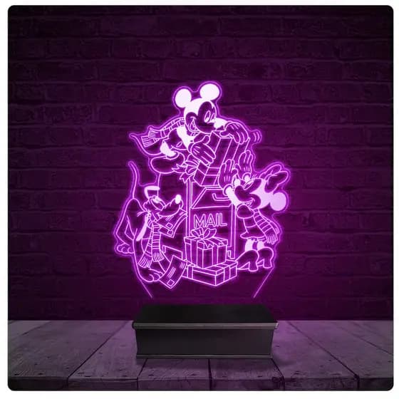 Luminária e Abajur Acrílico Led - Disney Mickey Presente