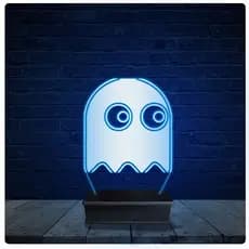Luminária Led Acrilico Abajur - Fantasma Pac-Man Jogo