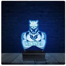 Luminária Led Acrilico Abajur - Pantera Negra Wakanda Marvel