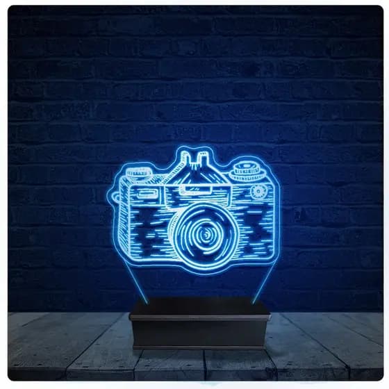 Luminária Led Acrilico Abajur - Câmera Fotografia Fotógrafo