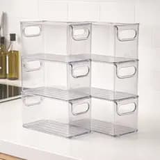 Kit 6 Organizador de Armário Cozinha Geladeira Despensa Banheiro Multiuso Transparente Empilhável