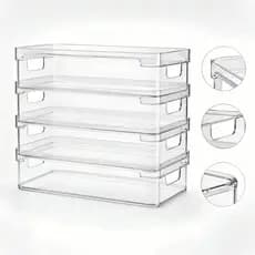Kit 4 Organizador de Armário Multiuso 2,8L Dispensa Gaveta Empilhavel Transparente Modular Cozinha