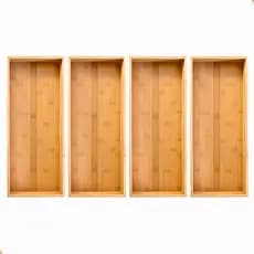 Kit 4 Porta Talheres Organizador Bambu Multiuso para Gaveta Cozinha Utensilios Objetos Pequenos