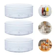 Kit 3 Organizadores Multiuso Redondo Giratório 23cm para Geladeira Cozinha Pia Armário Maquiagem