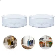 Kit 2 Organizadores Multiuso Redondo Giratório 23cm para Geladeira Cozinha Pia Armário Maquiagem