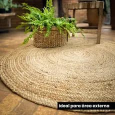Tapete De Juta 100% Natural Redondo Grande 1.20m Sala Quarto Elegante Aconchegante Rústico Luxo