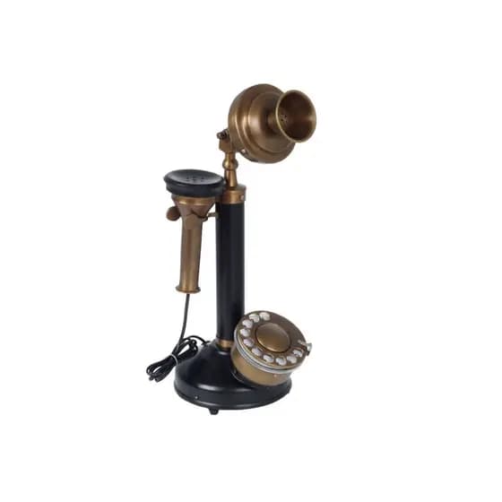 Telefone Castiçal de Discar Retrô Antigo Anos 1920 Vintage Decorativo Mesa Escritório Luxo