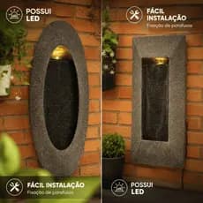 Cascata Fonte Água Retangular Redonda Decorativa Iluminada Led Jardim Casa Terapêutico