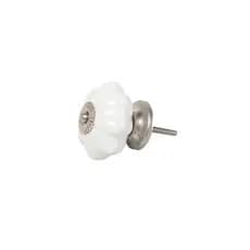 Puxador Cerâmica Melon Branco Metal 4x4x3cm Decorativo para Móveis Armário Gaveta Comoda