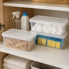 5 Potes Organizadores 2,5L Retangular Com Tampa Decorada Ideal Para Mantimentos E Organização