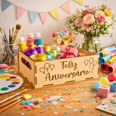Jogo 10 Caixas MDF Aniversário Para Kit Presenteável Lembrancinhas e Artesanato M32