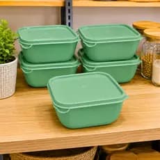 Organize Sua Cozinha Com 6 Potes Plástico Quadrado 1 Litro Resistente E Tampa De Encaixe