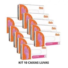 Kit 10 Caixas de Luva Nitrílica Rosa Sem Pó com 100 Unidades