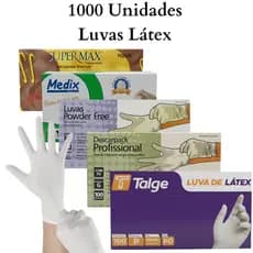 1000 Luvas de Látex com Pó – Brancas – Tamanhos P/M/G/PP – Talge / Descarpack / Medix / Supermax