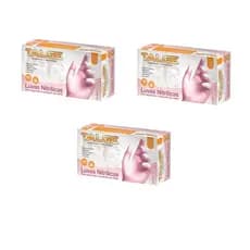 Luva Nitrílica Rosa Sem Pó Talge – Kit com 3 Caixas