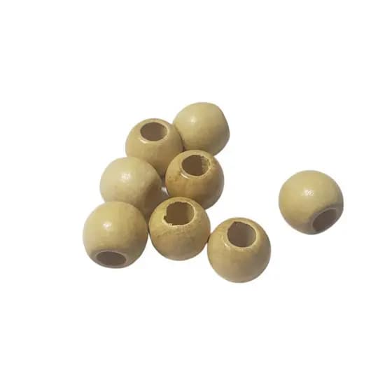 Bolinha de Madeira Natural Conta Artesanato Olho 18 mm