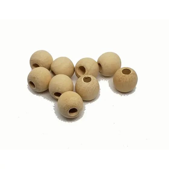 Bolinha de Madeira Natural Conta Artesanato Olho 14 mm