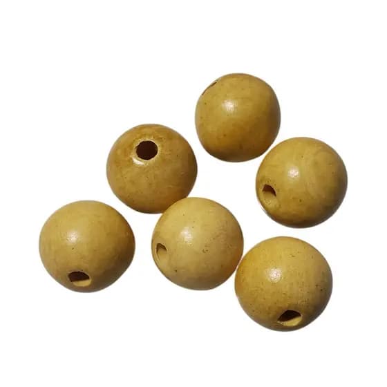 Bolinha de Madeira Ponteira Natural Conta Artesanato Olho 40
