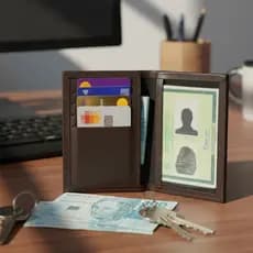 Carteira Slim Couro Porta Cartões RG CNH