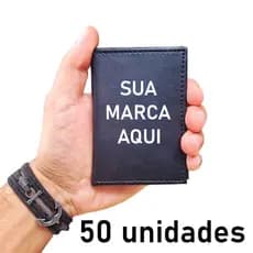 50 Carteiras Personalizadas Couro Porta Cartões RG CNH Logo