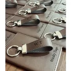 Kits Carteira e Chaveiro Personalizados Couro Padrinhos