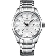Relógio Masculino Prata Aço Inox Mostrador Branco Grande 44mm Vanglore Nexus