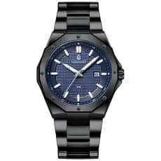 Relógio Masculino Preto Mostrador Azul Octogonal 42mm Ponteiro Luminescente Vanglore Legacy