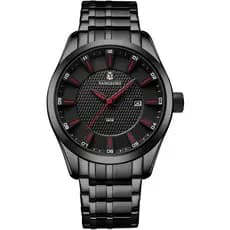 Relógio Masculino Preto Ponteiro Vermelho Aço Inox Mostrador Grande 44mm Vanglore Nexus