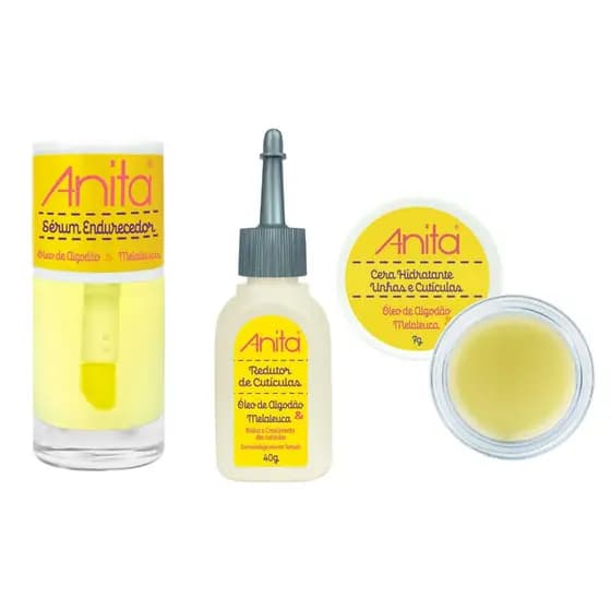 Anita 3 Produtos Kit Amarelo Unhas E Cutículas Algodão E Melaleuca