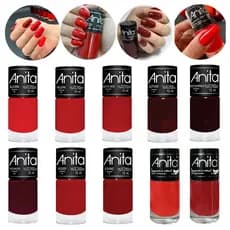 Kit 10 Esmaltes Tons de Vermelho e Escuros Anita Cosméticos