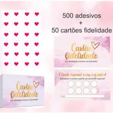 Kit Cartão fidelidade + Adesivos 1x1 ( 50 cartões e 500 adesivos) Pronta entrega