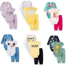 Kit 9 Peças Body curto longo e mijão Bebê menina menino sortidos tamanho P M G GG