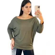 Blusa Canoa Caída No Ombro Ciganinha Manga longa Moda Feminina Inverno