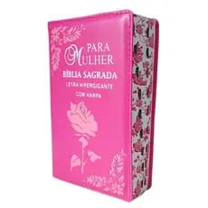 Bíblia para Mulher com Letras Hiper Gigantes Com Harpa Luxo Capa Almofada Letras Bem Grandes