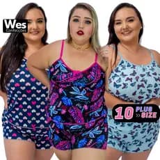 Kit 10 Pijamas Plus Size Baby Doll Feminino EXGG