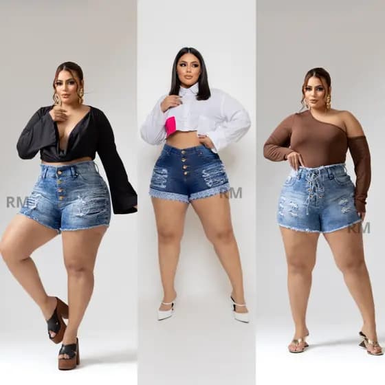 Shorts Jeans feminino Plus Size C/ Lycra Moda Feminina moda feminina
