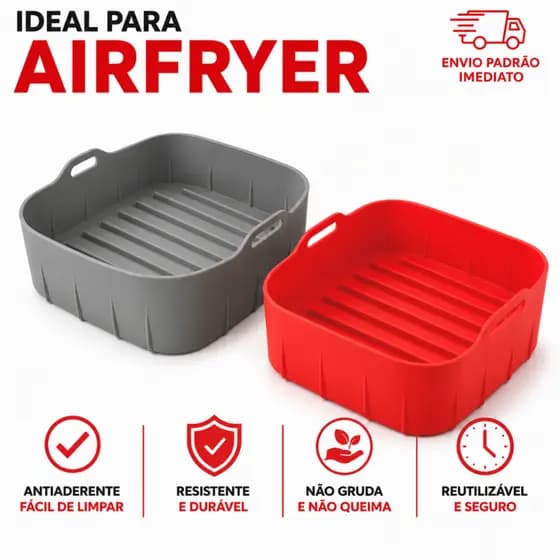 Formas Silicone Airfryer Antiaderente 2,5L a 3,5L Reutilizável Alta Durabilidade Cesto Firme