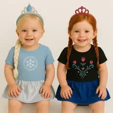 Fantasia Anna e Elsa Frozen Infantil – Body com Saia de Tule + Tiara Trança