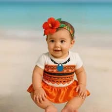 Fantasia Moana bebê menina body temático vestido