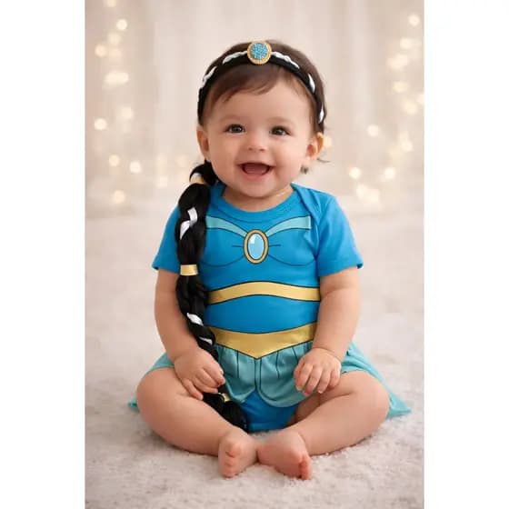 Body temático da Princesa Jasmine fantasia de mesversário