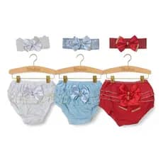 Kit calcinha bunda rica tiara de renda para bebê tapa fralda