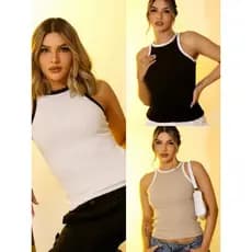 regata feminina promoção/ regata branca / regata duas cores/ moda blogueira 2025