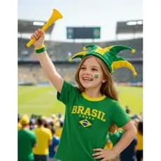 Camiseta Brasil Infantil 100% Algodão Luxo Torcida Copa Manga Curta