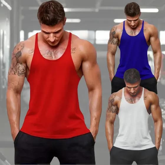 KIT 3 Regatas Masculinas Blusa Cavada para fitness Camiseta Academia Musculação