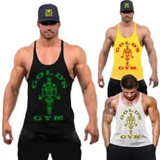 Camiseta Regata Cavada Masculina  Academia Blusa Gold´s Gym Verde