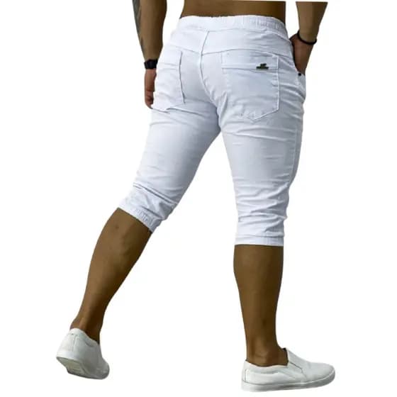 Capri Bermuda jeans Masculina Calça Jogger Corsario Sarja Brim Punho Shorts